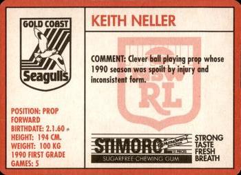 1991 Stimorol NRL #145 Keith Neller Back